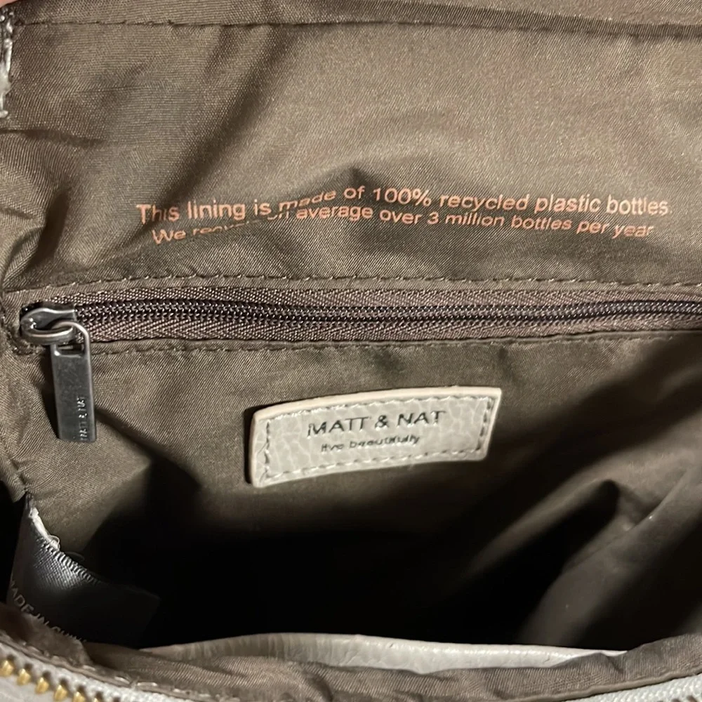 Matt & Nat vegan leather mini gray beige backpack - Picture 7 of 16